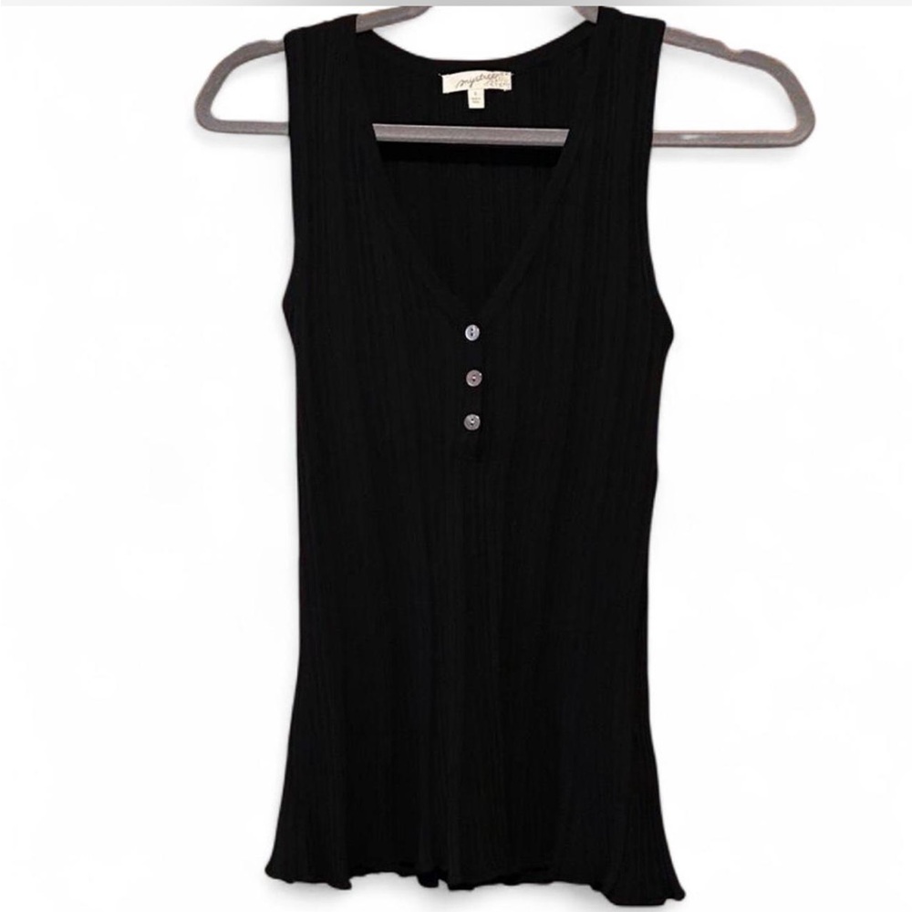 Mystree Black Ribbed Knit Top